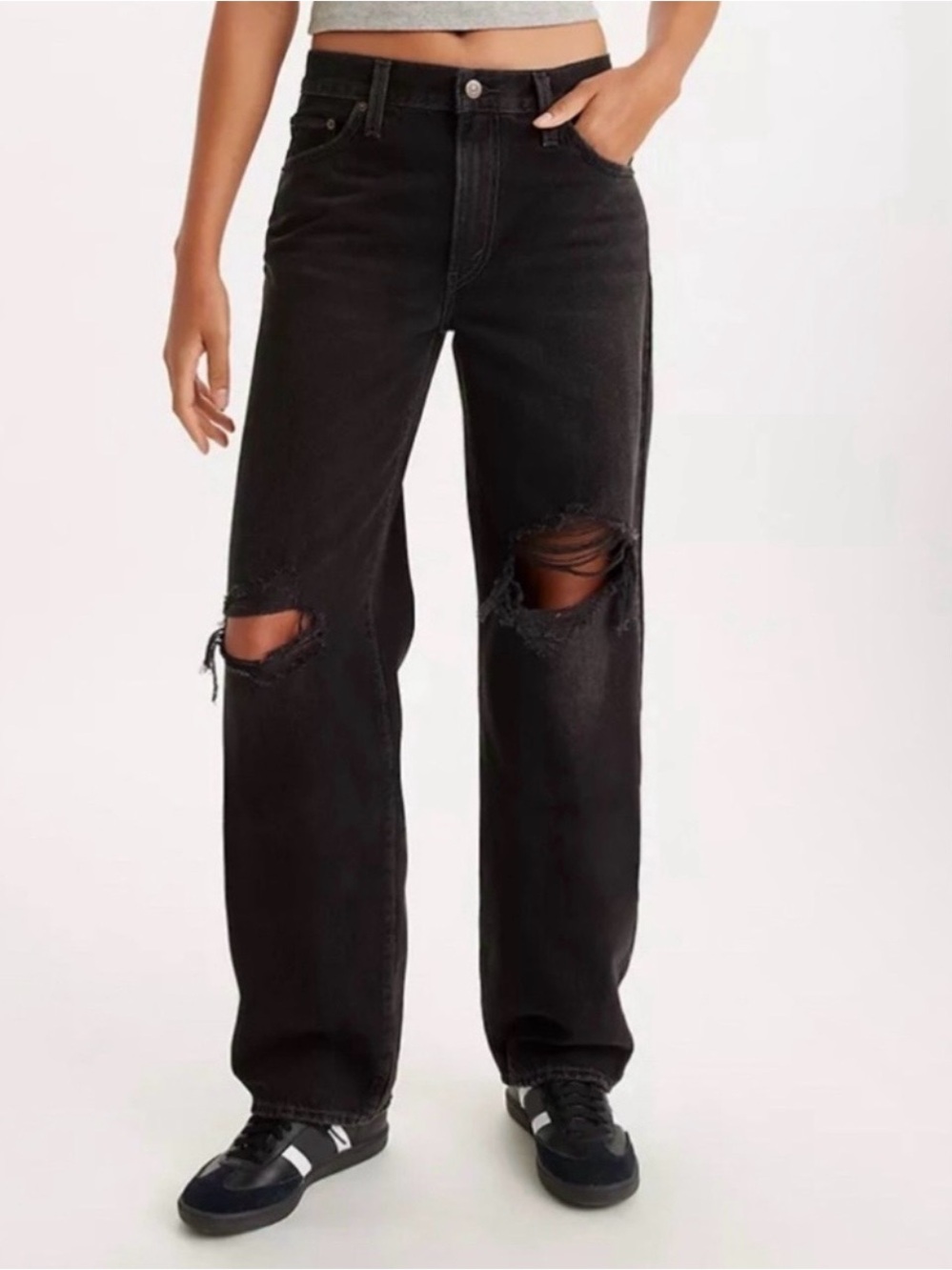 Levi's Black Distressed Baggy Dad Jeans NWT Size 27x30